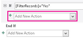 Add New Action dropdown