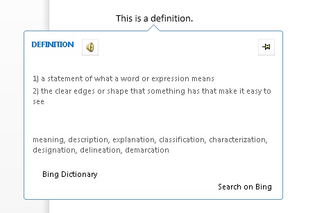 Definitions in Reading Mode.
