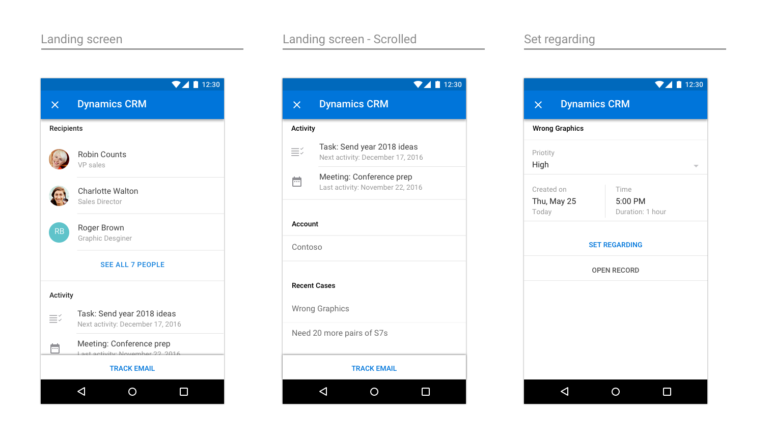 End-to-end design for the Dynamics CRM add-in on Android.