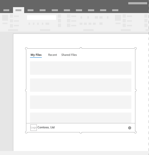 Typical layout for content add-ins in an Office application.