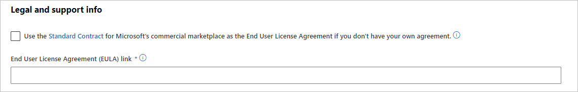 Screenshot of the standard contract and EULA options.