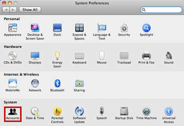 Select the Accounts button in System Preferences.