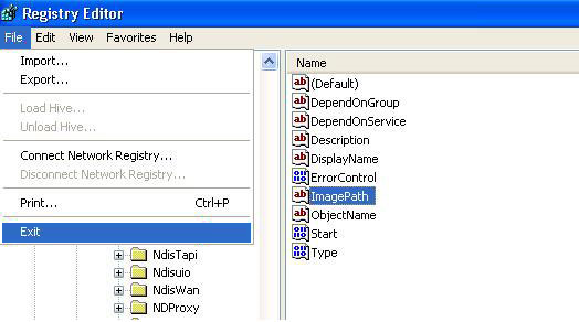 On the File menu, select Exit to quit Registry Editor.