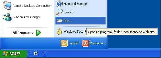 Select Start and then select Run to start the Msconfig tool.