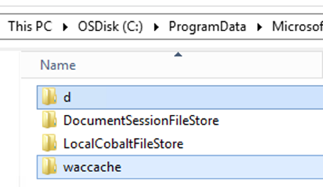 Screenshot to delete the d and waccache folders.