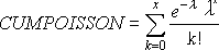 Screenshot that shows the cumulative Poisson formula.
