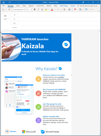 Screenshot of the Introducing Microsoft Kaizala email template.