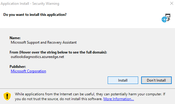 Select to install Microsoft Support and Recovery Assistant.