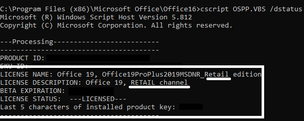  Command Prompt: How to determine the license type of your Microsoft Office product.