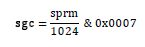 Equation for SGC. SGC = SPRM over 1024 AND 0x0007
