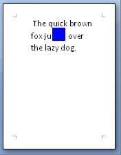 Shape horizontally positioned relative to text column under it. The shape is horizontally centered over the text block.