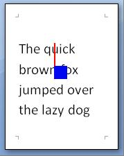The shape is vertically positioned relative to the paragraph of text underneath it. Shape is bottom aligned with center of text block
