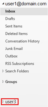 Screenshot showing a shared mailbox in the Folder Pane.