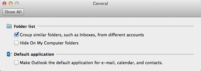 Screenshot shows that the Hide On My Computer folders check box is cleared in General Preferences.