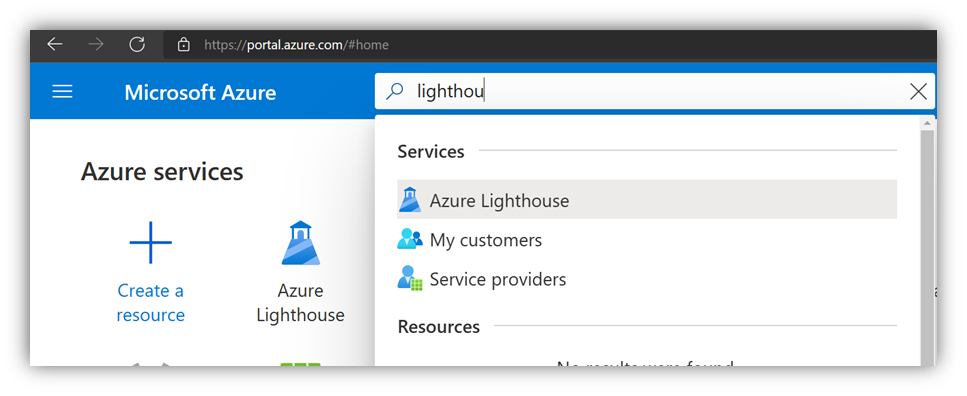 Azure services Lighthouse example.