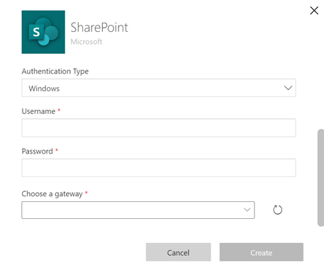 Connect to SharePoint with a gateway