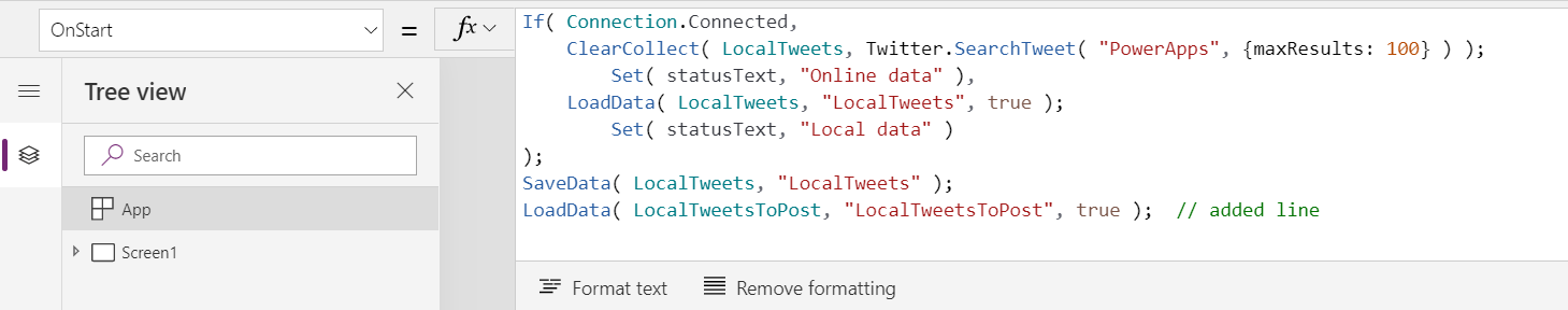 Run formula to load tweets with uncommented line.