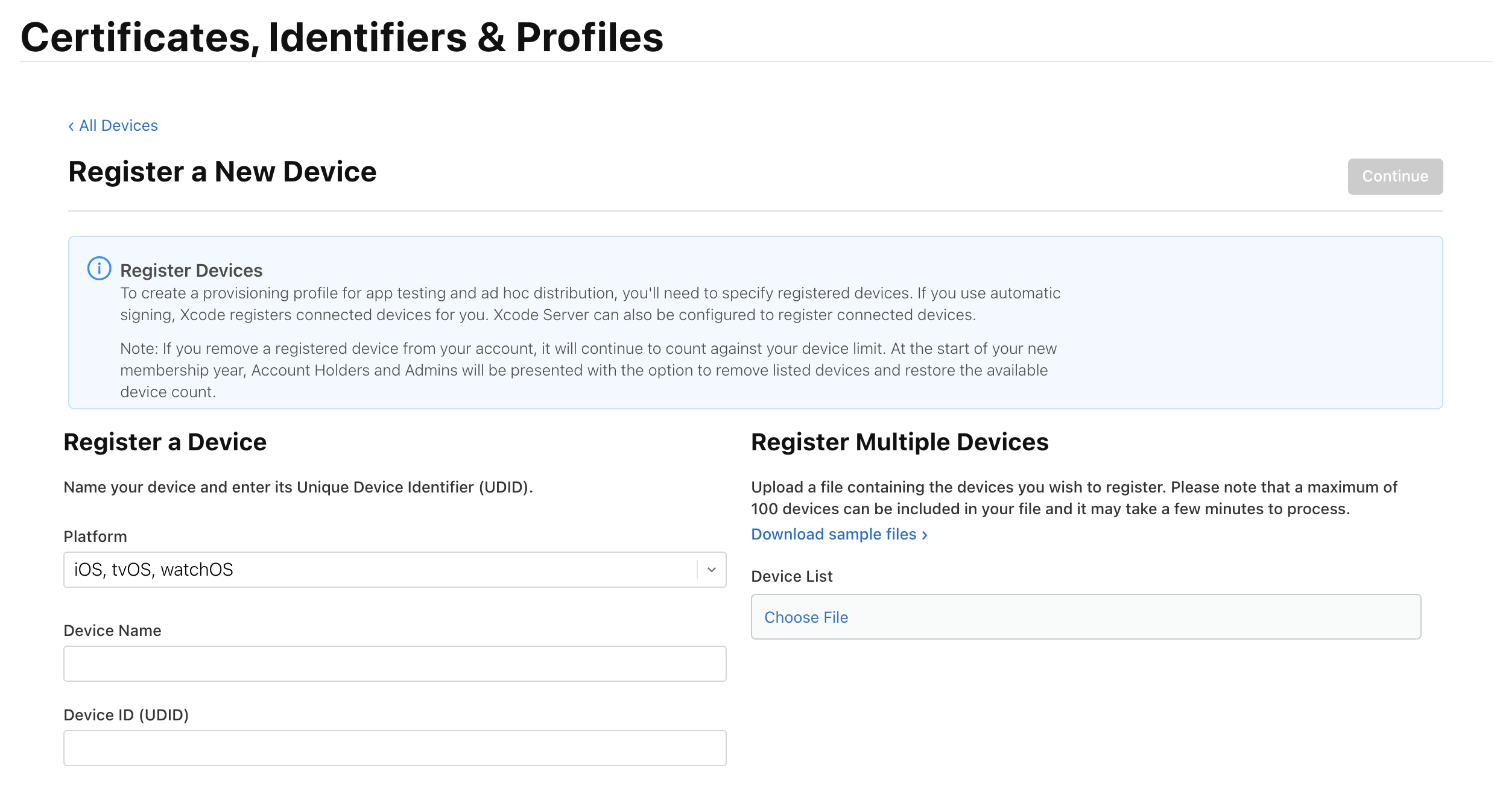 Register a device.