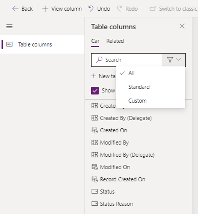 Select All to display all columns