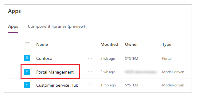 Select Portal Management app.