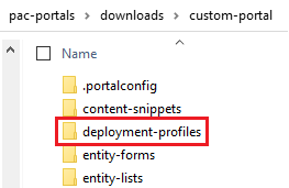 Folder for deployment profiles
