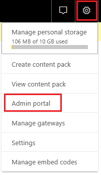Select Admin portal in Power BI service.