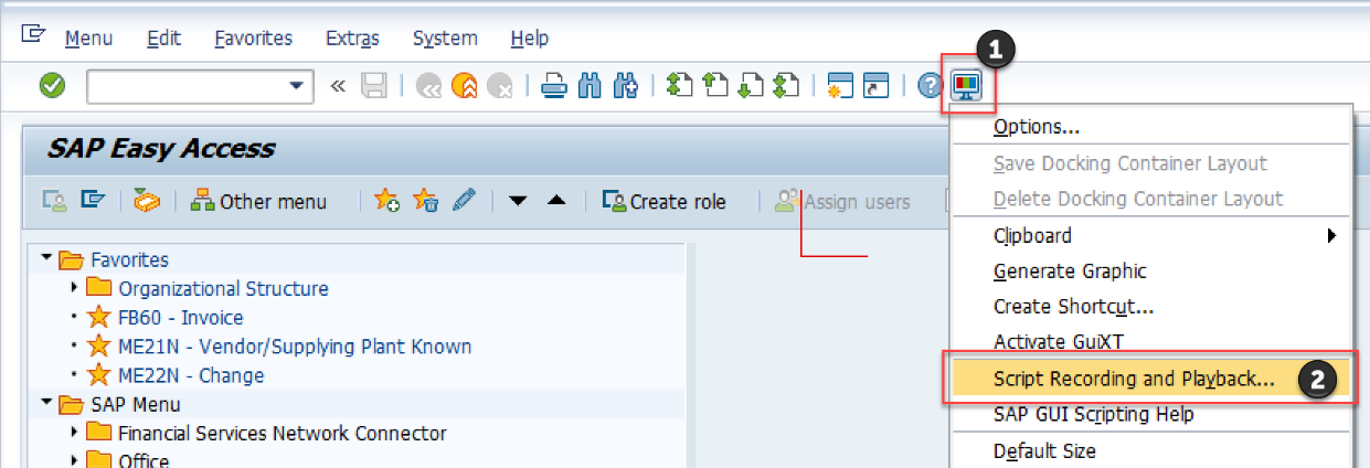 Screenshot of the SAP Easy Access system.