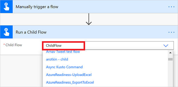 Select the child flow to run.