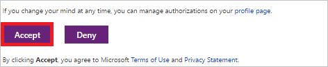 Image showing options to authorize access to your Visual Studio account