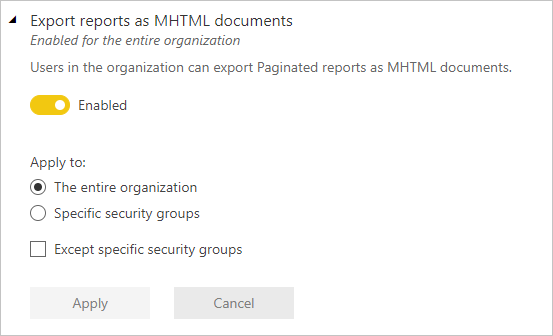 Screenshot of export to MHTML setting.