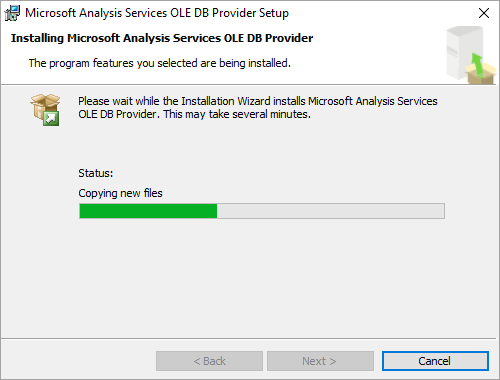 Updates installing Analysis Services OLE DB provider