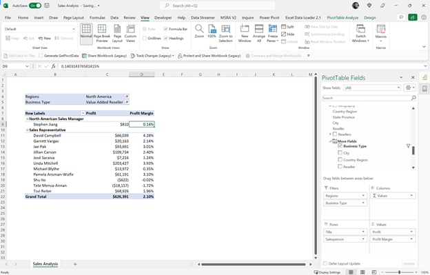 Blank PivotTable for Analyze in Excel.