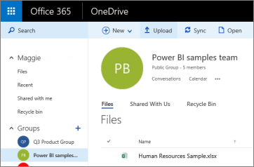 Screenshot of the OneDrive for Business, showing how to navigate to upload a file.