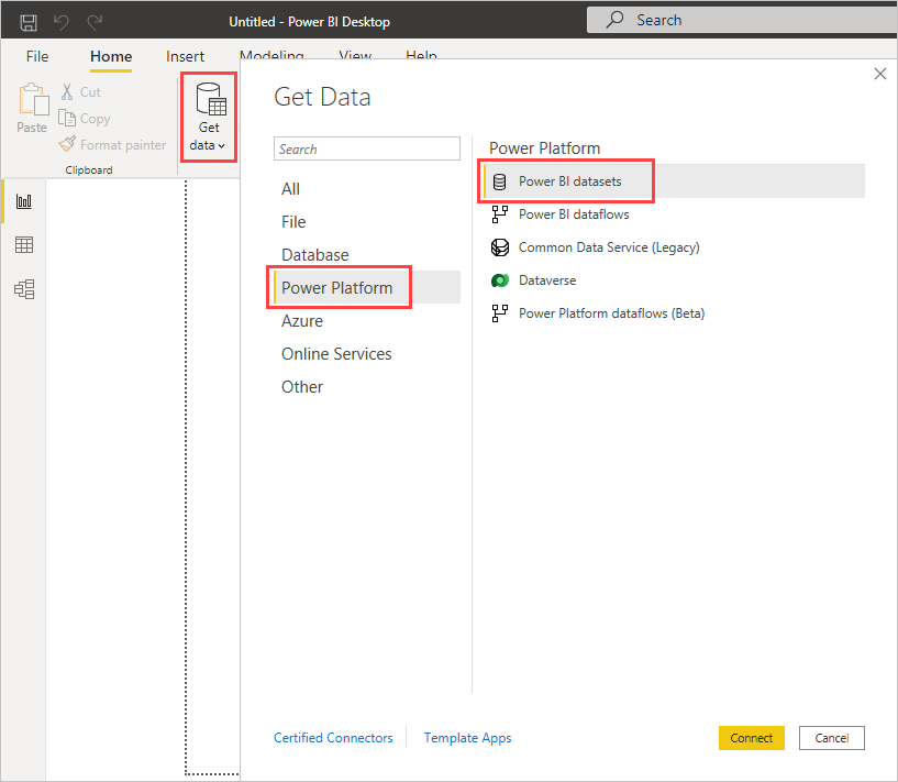 Get data from the Power BI service