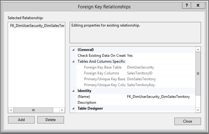 Foreign Key Relationships