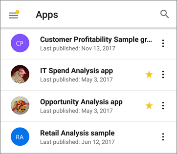 Apps in the Power BI mobile app