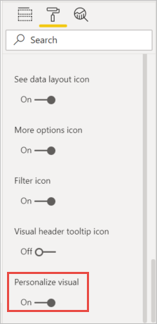 Personalize visual slider on or off