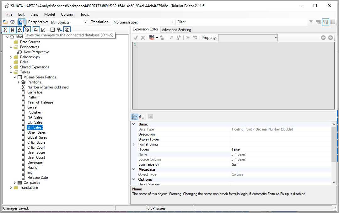 Save perspectives settings in Tabular Editor and Power BI Desktop
