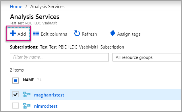 Create an Azure Analysis Services database