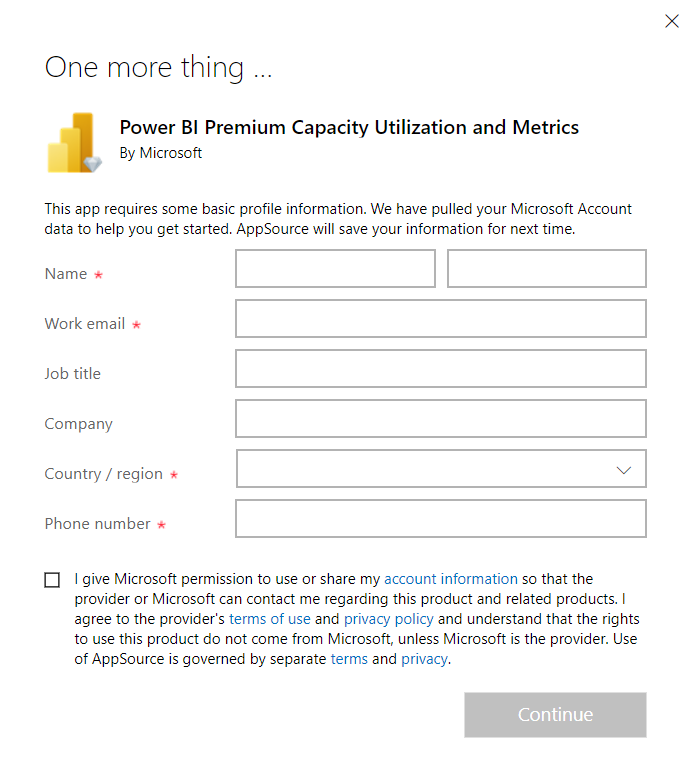 Screen capture of the one more thing window which includes fields to fill in with your Microsoft account details.