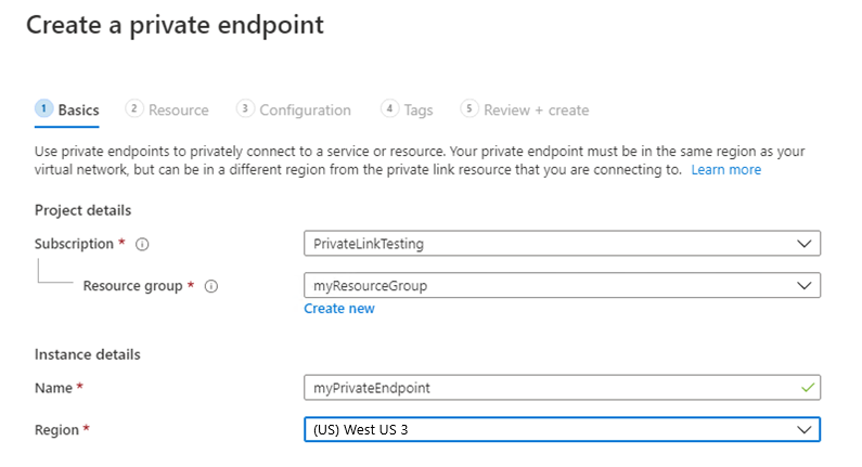 Create a private endpoint, basics