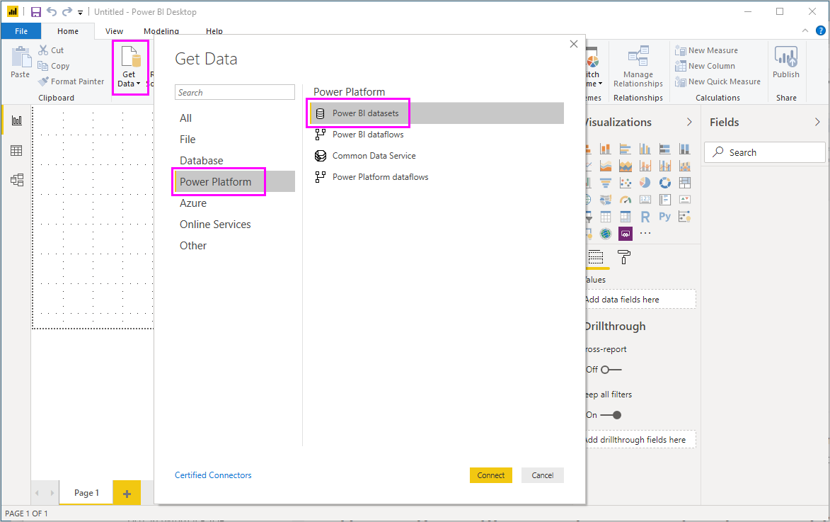 Connect To Datasets In The Power Bi Service From Power Bi Desktop