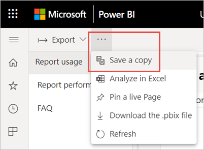 Screenshot of saving a copy of the report.