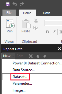 Screenshot of Report Builder New Dataset.
