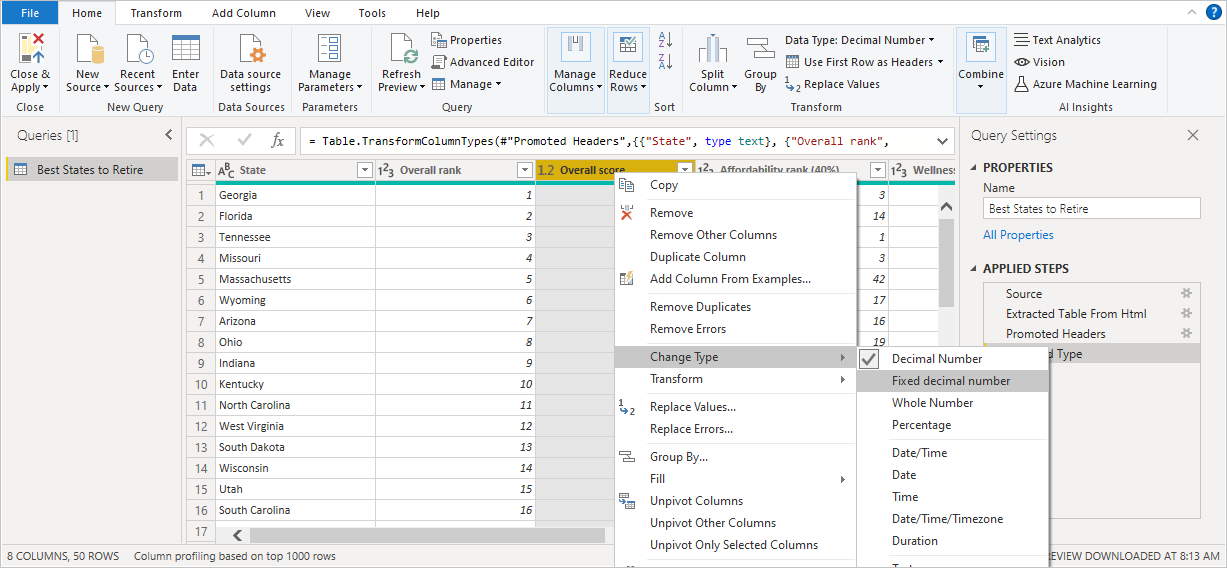 Power Query Power BI - Data Pane in the Home Tab