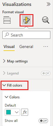 Screenshot of Formatting pane showing Fill colors option.