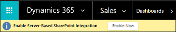 Enable Server-Based SharePoint Integration alert