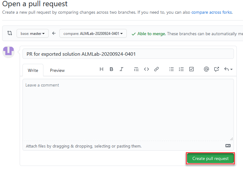 Create pull request