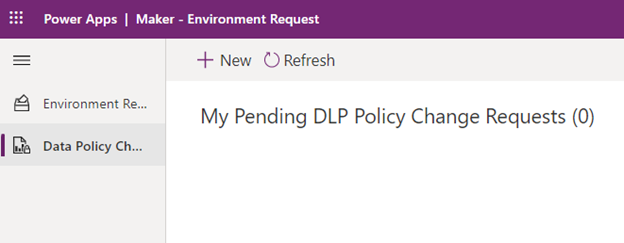 Data Policy Change Requests screen