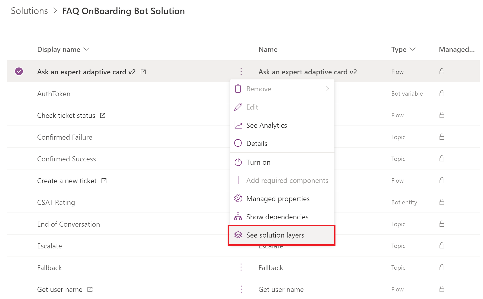 See solution layers option.